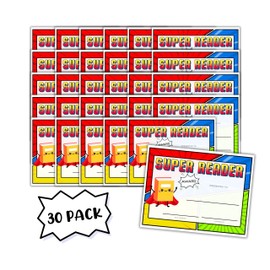 Super Reader Award Certificate 30pk 8.5x11” Hero Themed AR Reading Points Goal Library Summer Achievement Book Teacher Elementary