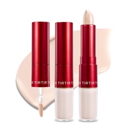 TIRTIR Glide&Hide Blurring Concealer - Creamy texture, Conceals dark circles and wrinkles, Dual formula (liquid tip & balm stick), Long-lasting wear, Korean Makeup, #6.5N, 0.28 Oz
