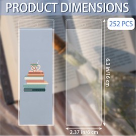 DSYIL 252 Pcs Bookmark Sleeves, Plastic Blank Bookmark Holder Clear Bookmark Covers for DIY Bookmarks and Picture Protection, 2.37 x 6.3 Inches