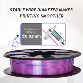 RAMBERY 3D Printer Filament Silk Dual Color Coextrusion PLA Filament 1.75mm +/- 0.03mm, Bicolor PLA 3D Printing Filament 0.2kg/spools, 4Pack(1.76 lbs), Red/Blue, Gold/Red, Blue/Green, Gold/Green