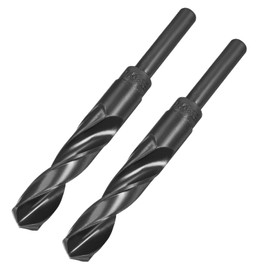 sourcing map 2pcs Reduced Shank Drill Bits 18.5mm Black Nitride Coated High Speed Steel HSS 9341 with 1/2 Inch Straight Shank, Twist Drill Bit for Stainless Steel Alloy Metal Plastic