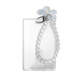 esahpss Kpop Photocard Holder Keychain,4.13" Lx2.56 W Bus Card Student Card Pendant Keychain Badge Holder(Crystal Butterfly Rope)