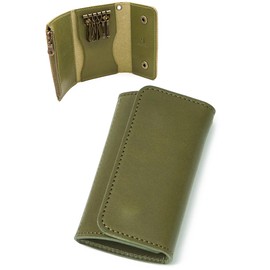 Profline Key Case, Men's Coin Purse, Tochigi Leather, Genuine Leather, Made in Japan, Uguisu