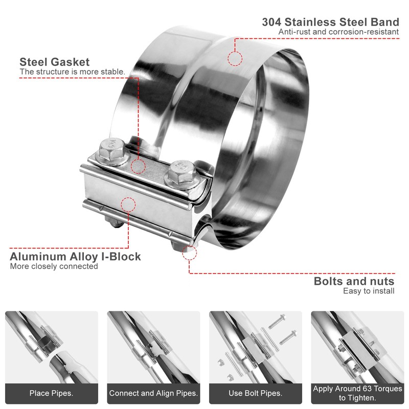 A-KARCK Elbow Exhaust Tip 5.0" Inlet with a Clamp, Chrome