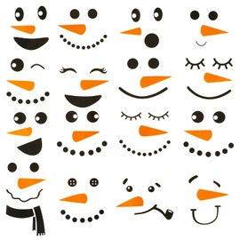 TELAIN Pack of 16 Snowman Face Wall Stickers, Cute Christmas Snowman Window Stickers, Winter Wall Decoration, Snowman Stickers for Fridge, Wall, Door, Party Decoration