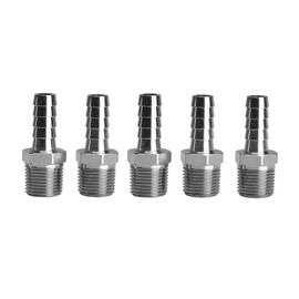 Beduan Stainless Steel 1/2" Hose Barb to 1/2" Male NPT Home Brew Fitting Water Fuel Air (Pack of 2)