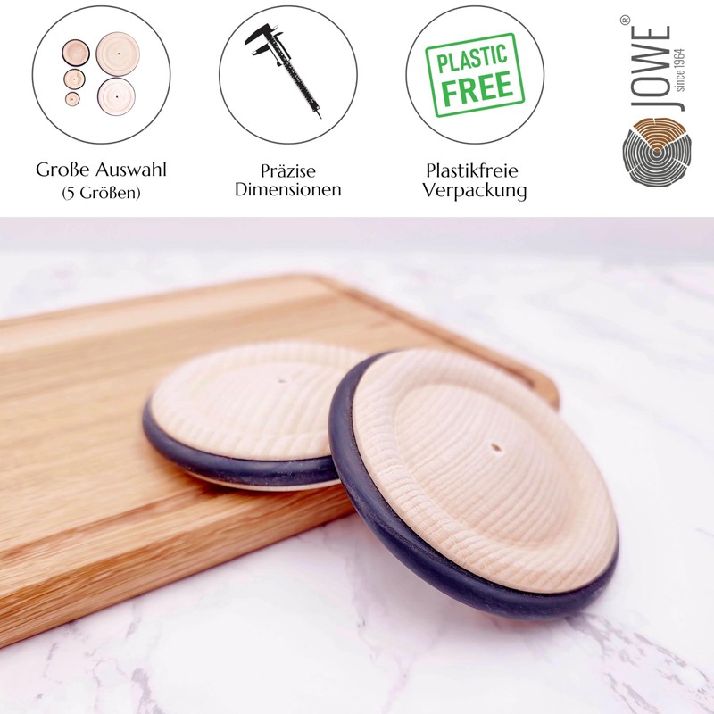 Wooden Wheel Made of Beech with Rubber Tyres 140 mm,