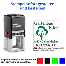 Trodat Printy 4924 Stamp (40 x 40 mm) for 10 Lines in Various Colours Black
