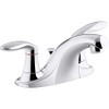 KOHLER K-P15241-4DRA-CP Coralais Two-Handle Centerset Bathroom Sink Faucet with Plastic