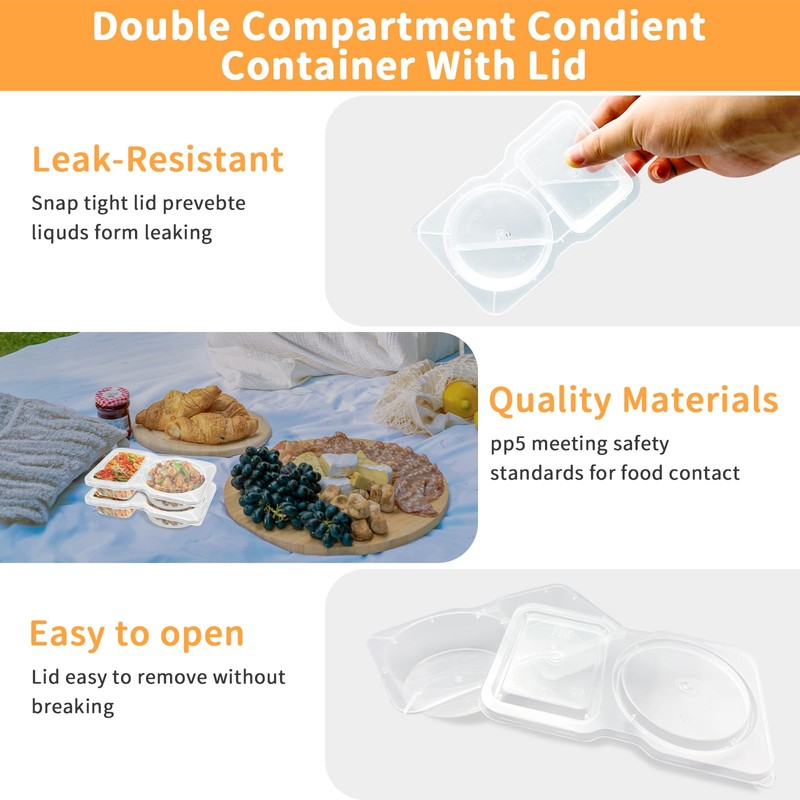 NIXNEHC 13 Sets reusable double compartment snack containers with lids,Suitable