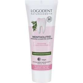 Logodent Natural Cosmetics Menthol-free Rosemary Tooth Gel, 5 Herbal Formula Works Against Inflammation, Nourishes the Gums, Free from Synthetic Fluoride Additives, Vegan, 1 x 75 ml