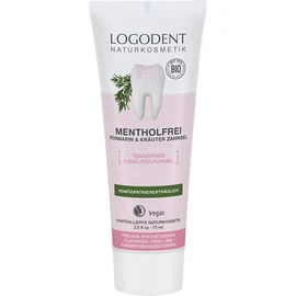 Logodent Natural Cosmetics Menthol-free Rosemary Tooth Gel, 5 Herbal Formula Works Against Inflammation, Nourishes the Gums, Free from Synthetic Fluoride Additives, Vegan, 1 x 75 ml