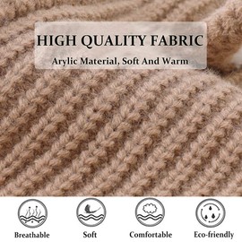 Uniyoung Baby Toddler Winter Hat Scarf with Ears Kids Knitted Earflap Hood Beanie Pompom Outdoor Warm Skull Cap for 1-5 Years Girls and Boys (Brown)