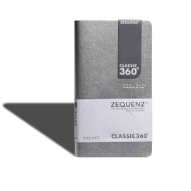 Zequenz Classic 360 Galaxy Series, Size: Medium, Color: Silver, Paper: Ruled, Soft Bound Journal, Soft Cover Journal Notebook, 4" x 7", 128 sheets / 256 pages, Ruled, Lined Premium Paper