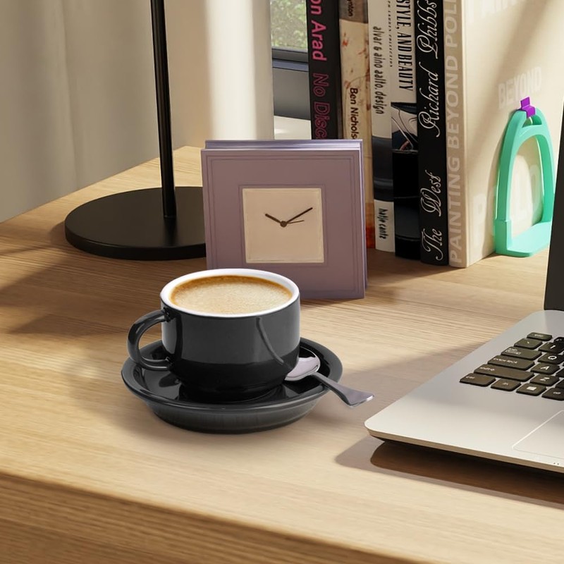 homEdge Premium Espresso Shot Cups and Saucers Set with Espresso