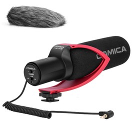 Directional Microphone Camera Microphone, comica CVM-V30 Pro Video Microphone Super Cardioid Shotgun Condenser Microphone with Wind Muff for Canon Sony Nikon Panasonic Olympus DSLR Camera Camcorder