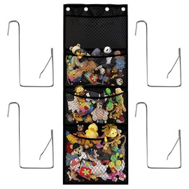 Namvo Black Over The Door Hanging Storage Bag Organizer with 4 Large Pockets - Multifunctional Hanging Organizer for Closets, Plush Doll Organizer, Living Room, Bedroom