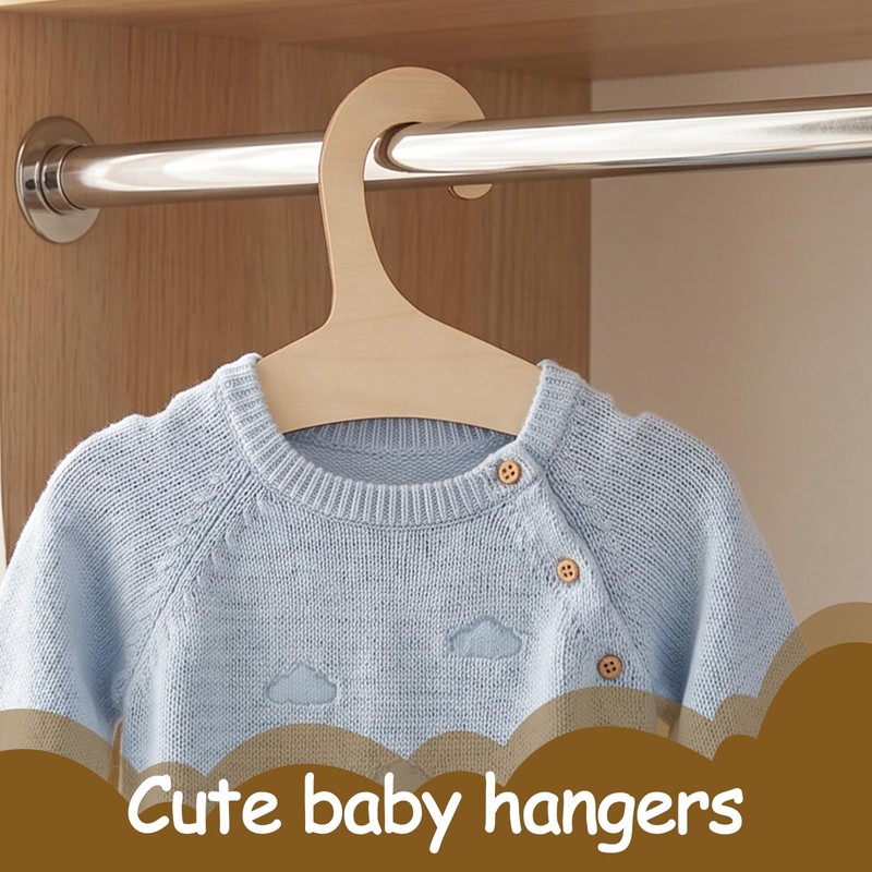 12Pack Wooden Baby Clothes Hangers, 9inch Baby Wooden Hangers for