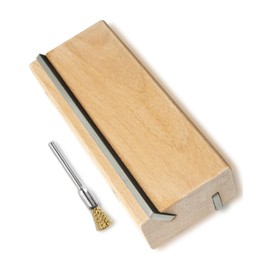 LAMSAM 2-in-1 Guitar Fret Beveling Tools, Long-lasting 35/90 Degree Fret End Beveler, Sharp Fine Coarse Filing Grits Fret Dressing File with a Filing Cleaning Bristle for Luthier