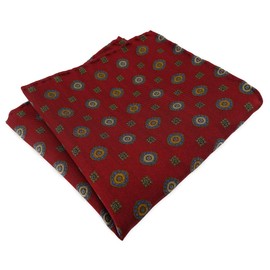 TigerTie Designer Silk Handkerchief in Polka Dot - Pocket Square 100% Silk, Red, green, blue, gold