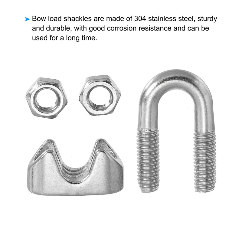 PATIKIL 3/8" / 10mm Wire Rope Cable Clip Clamp, 4Pcs