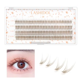 LASHIDOL Partial False Eyelashes, Matsueku Self False Eyelashes, Natural, Popular, DIY False Eyelashes, Easy, 0.3 - 0.5 inches (9 - 12 mm) (Cherry Blossom) (Fishtail Eyelashes, Brown)
