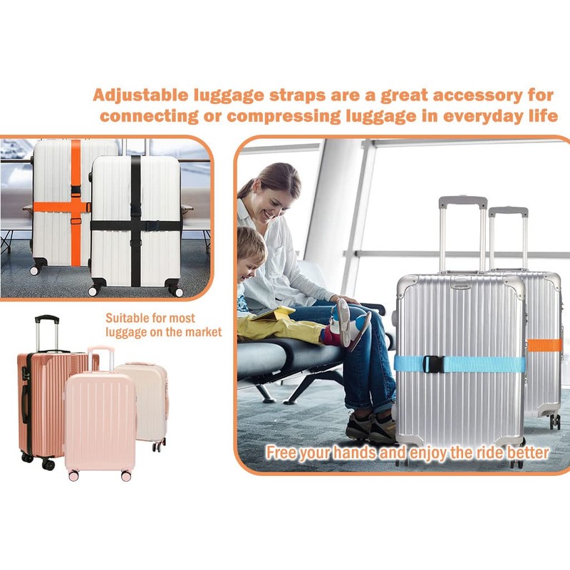 Kellegour Luggage Strap, Adjustable Suitcase Strap, 6 Pieces, Strap for