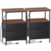Segawe 2 PCS Brown Nightstand with Drawer Bedside Table with