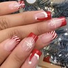 Christmas Press on Nails Medium Square MABKJLF Red French Tip