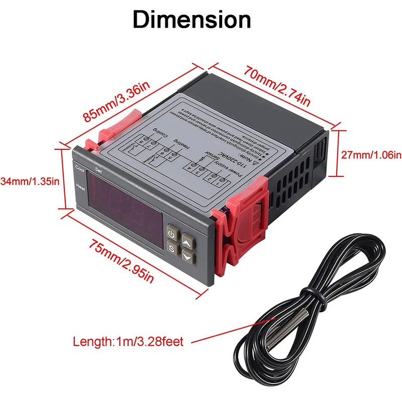 Greluma 1 Piece AC 110V-220V 10A Digital Temperature Controller Digital