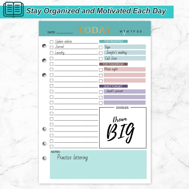 A5 To Do List Refill Paper Daily Planner Undated 3