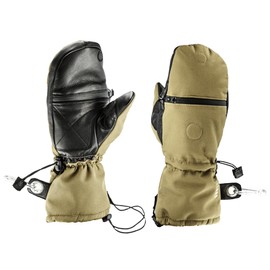 HWI Gear CFCM300 Convertible Fold-Away Cold Weather Mitt Transforms to Gloves, Water-Resistant, Touchscreen Capable, Hand Warmer Pouch for Outdoor Adventure Enthusiast, Coyote Brown, Medium