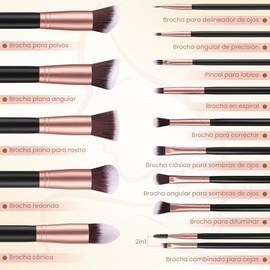 Salandens 16 Piezas Brochas de Maquillaje con Estuche, Kit de Brochas Sintéticas Prémium para Sombras de Ojos, Aplicador de Rubor y Maquillaje en Polv