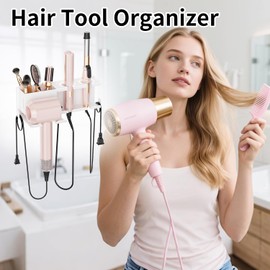 Soporte para secador de pelo, organizador de herramientas para el cabello, soporte de pared para secador de pelo, soporte de pared para gancho de secadora, organizador de secador de soplado