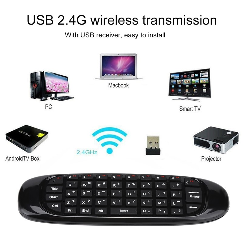 C120 USB 2.4G Wireless Flying Mouse Keyboard Remote Control for