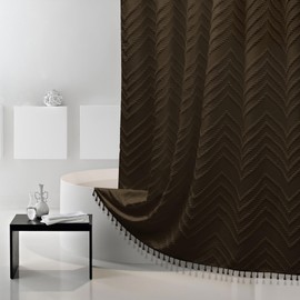 Siiluminisoy Extra Long Boho Shower Curtain, Woven Fabric 84 in Brown Shower Curtain, 72 x 84, Tufted Chevron Striped Modern Chic Textured Minimalist Bathroom