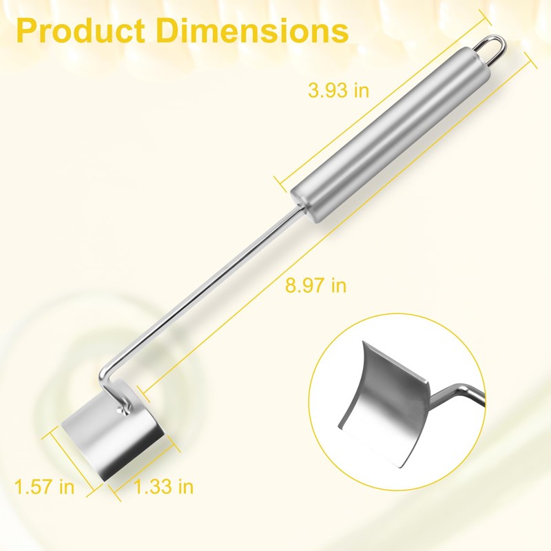 Long Handle Stainless Steel Corn Peeler,Easy Clean Corn on the