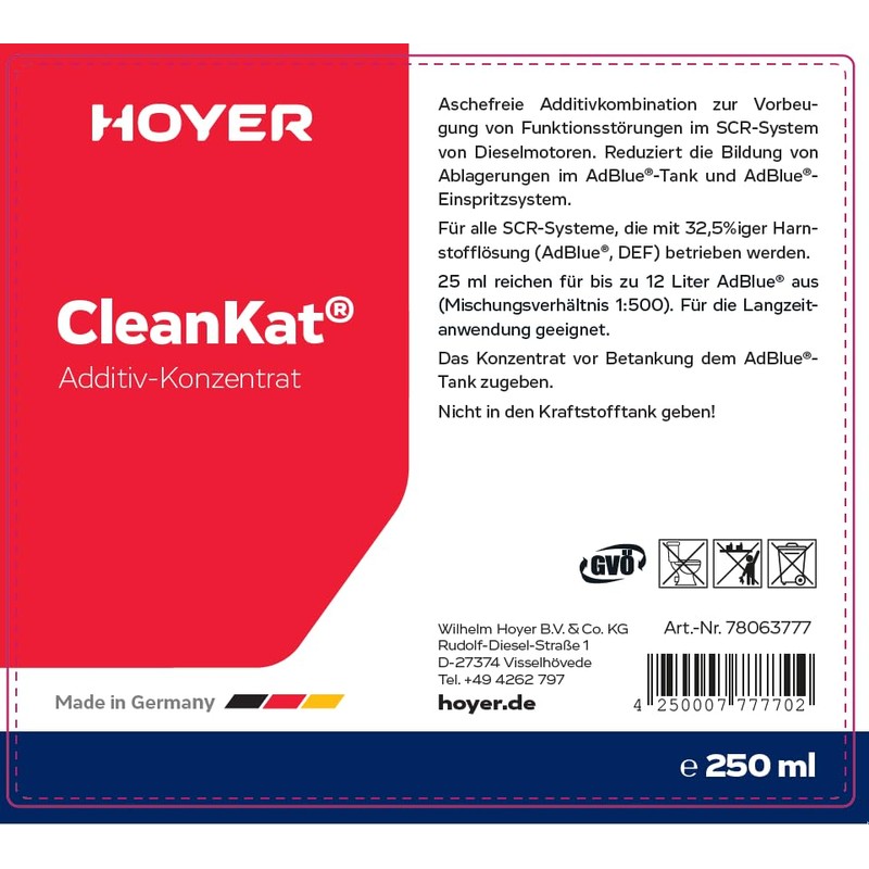 hoyer CleanKat® AdBlue® SCR AntiCrystal Additive 250 ml