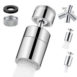 Dfuqanb Tap Attachment, 360 Degree Tap Attachment, Tap Aerator, 360° Rotatable, Tap Water Saver, Chrome M22 - M24 Brass Tap Aerator, for Kitchen/Bathroom Tap