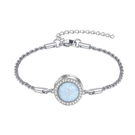 HKPATOP Opal Urn Bracelet for Ashes Sterling Silver Opal Cremation Keepsake Pendant Opal Locket Bracelet for Women Mom