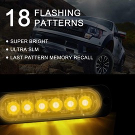 8-Pack 6 LED Amber Strobe Lights Vehicles Trucks Emergency Strobe Lights Kit 12V -24V Warning Hazard Flash Strobe Lights Bar Grill Grille Surface Mount Super Bright Waterproof