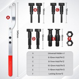 16PCS Pulley Holder Tool Set, Step Pin Wrench for Cam & Crank