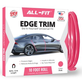 All-Fit Automotive Car Door Edge Protector – Universal DIY Edge Trim to Prevent Scratches & Dings – Flexible Adhesive Molding Trim for Cars, Trucks & SUVs (10 Ft - Pink)