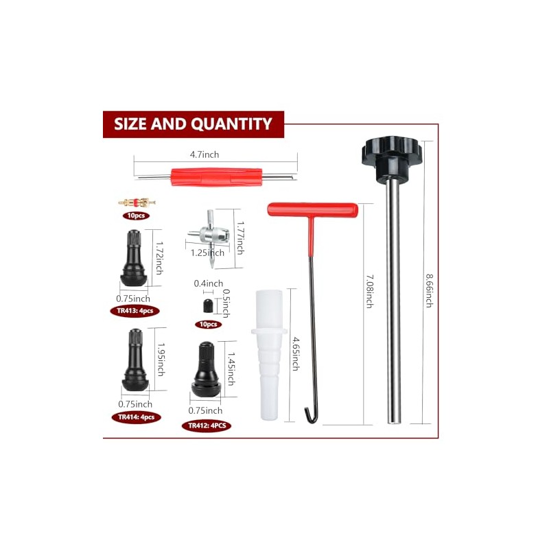 38-Piece Tire Valve Stem Core Tool Kit - Quick Change