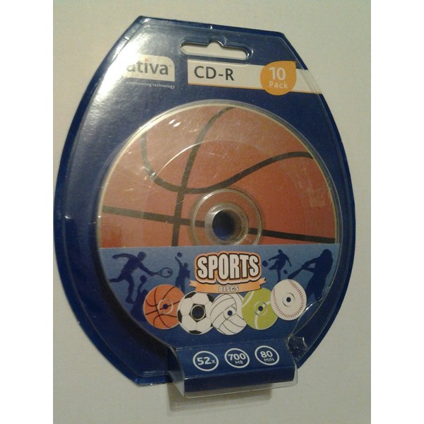 Ativa(r) Cd-r Recordable Fashion Media Spindle, Sports Designs, 700mb/80 Minutes,