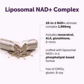 Micro Ingredients Liposomal NAD+ Ultimate Complex 1,000 mg | 60 cápsulas vegetales | Fórmula NMN Pathway | 10 en 1 con resveratrol, glutatión y astaxa