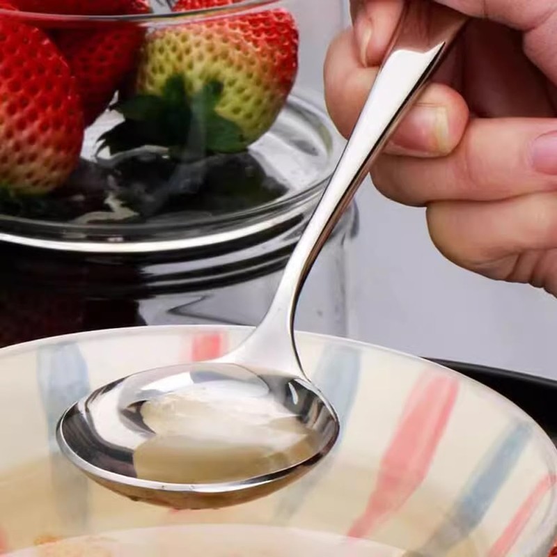 Round Soup Spoons Stainless Steel Spoon, Easy-Clean Round Soup Spoon,