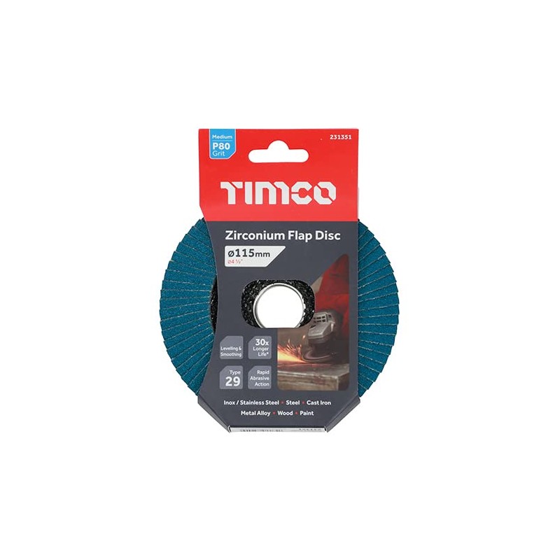 TIMCO Flap Disc Zirconium Type 29 Conical P80 Grit -