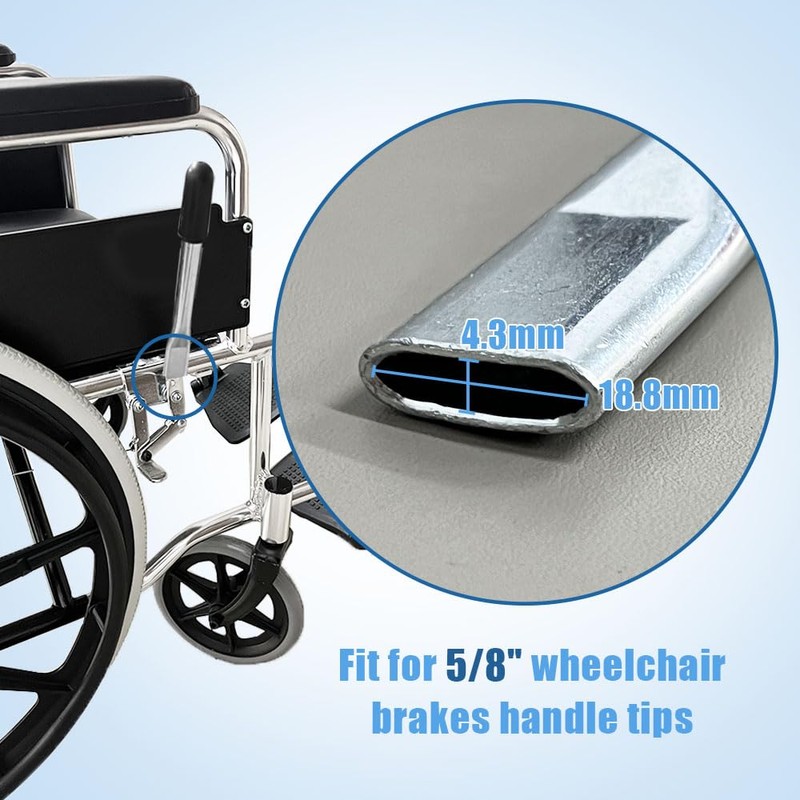 Wheelchair Brake Handle Extenders for 5/8" Tips - Flat Wheel