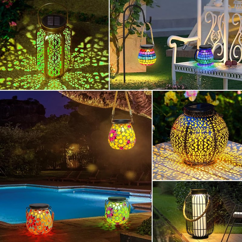 Solar Lights Replacement Top Panel Lantern: Warm White and RGB